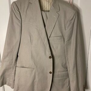 J.Crew beige/gray pinstripe khaki suit